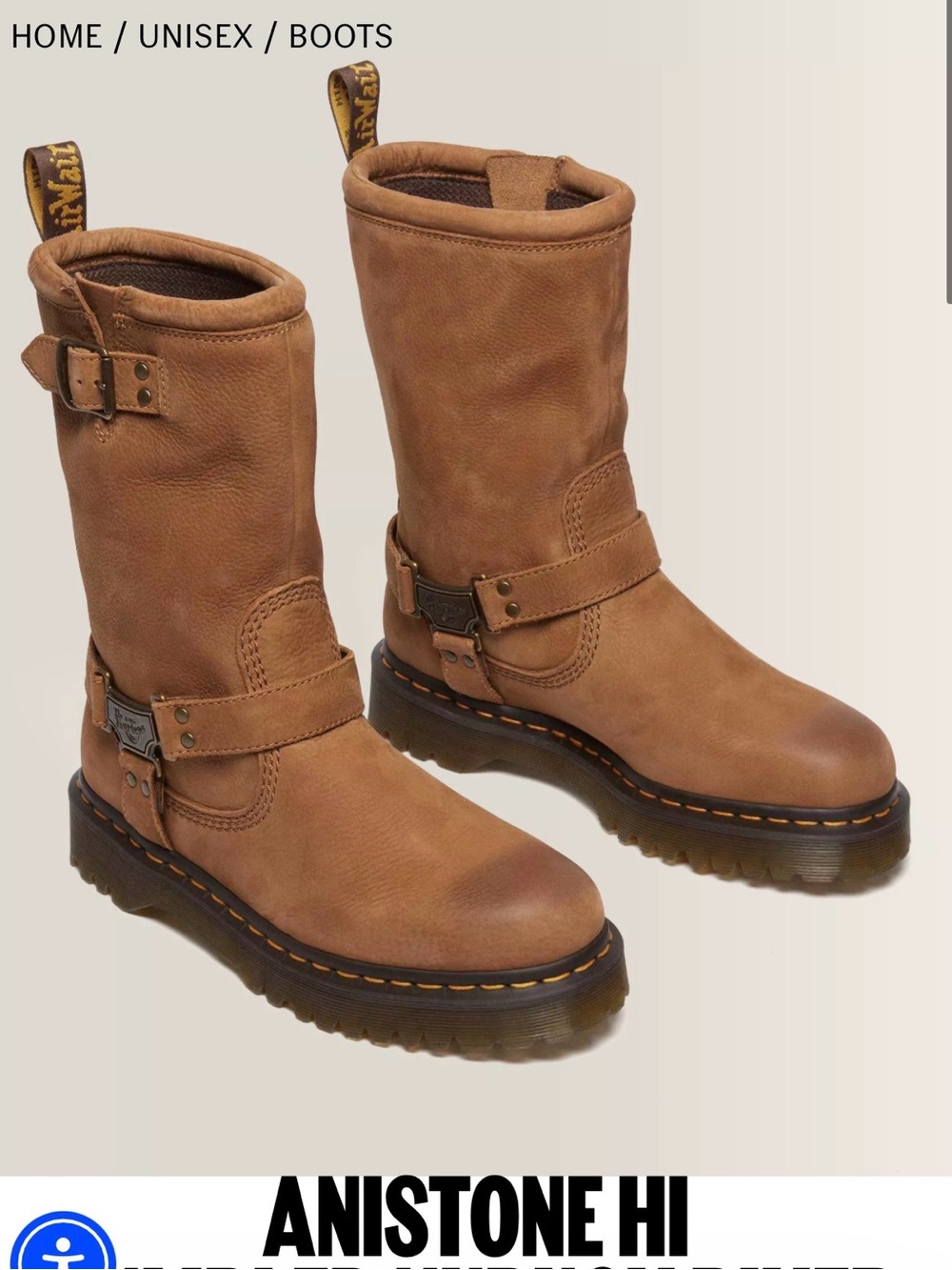 Dr. Martens Anistone Hi Brown Leather Combat Boots